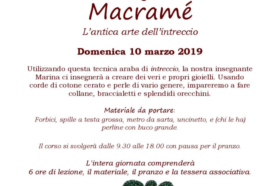 Corso di gioielli in Macramè
